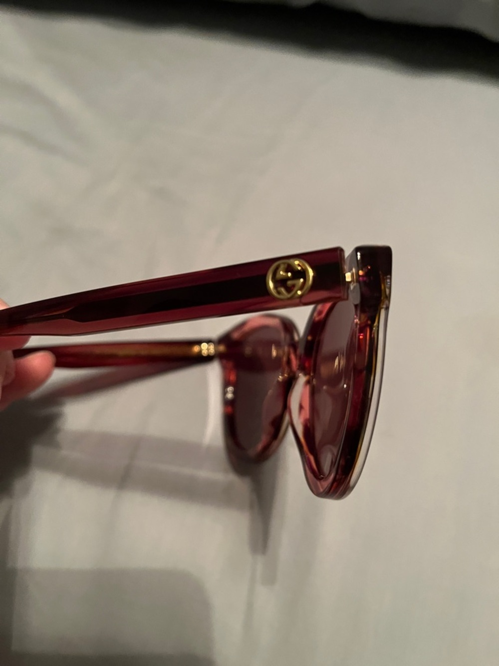 Gucci Burgundy Crystal Cat-Eye Sunglasses - Picture 4 of 9